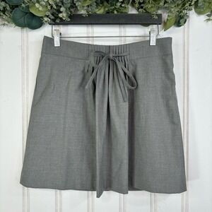 Gap‎ Gray Mini Skirt Pleated Front Tie Waist School Girl Preppy Women Size 6